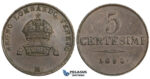 ZK81, Italy, Lombardy, Franz Joseph, 5 Centesimi 1850-M, Mlian, Brown EF