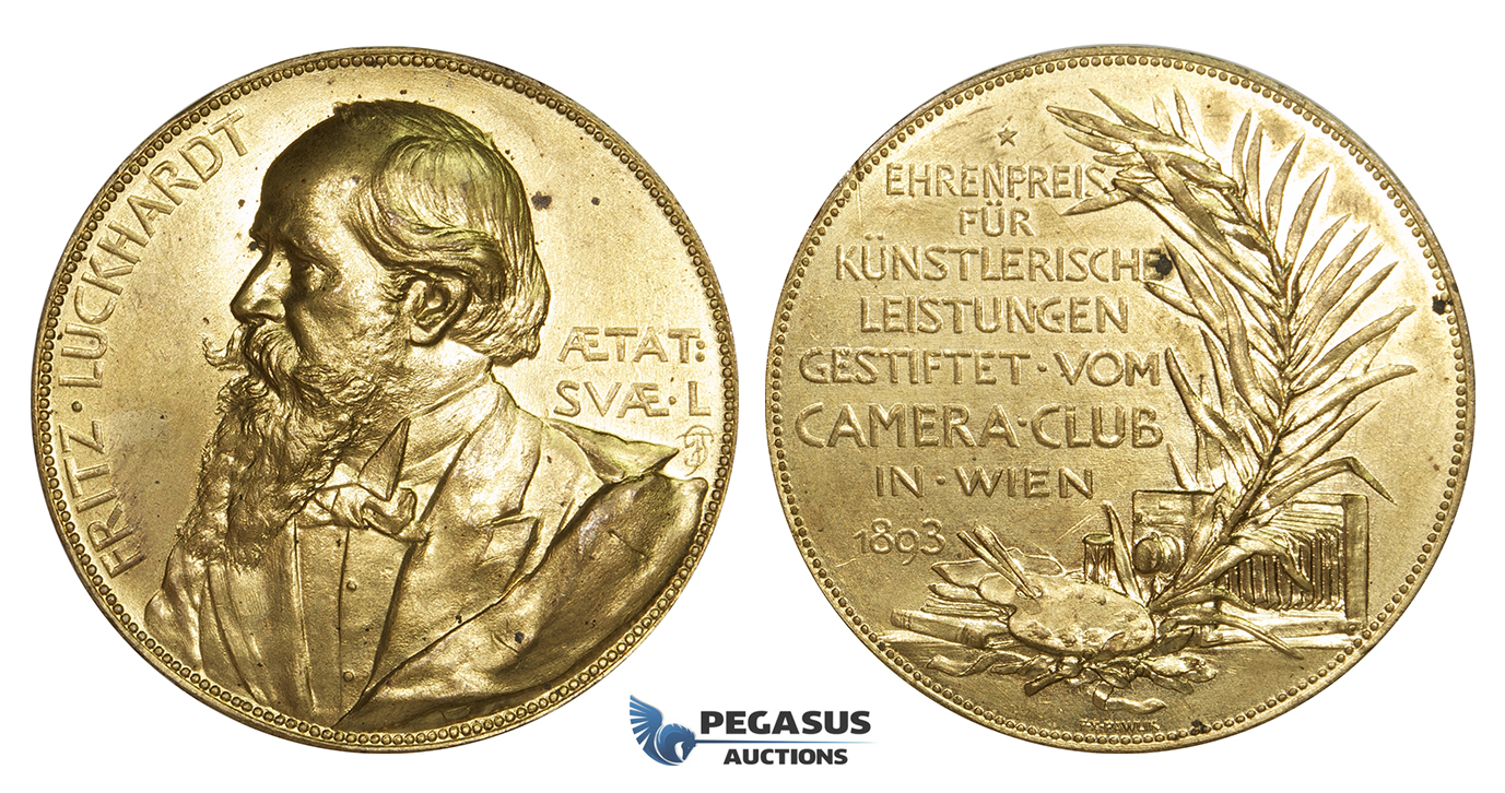 ZM143, Austria, Gilt Bronze Medal 1893 (Ø52mm, 60.3g) by Pawlik, Fritz Luckhardt, Camera Club