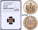 ZM205, Romania, Carol I, Banu 1867 Watt&Co. Birmingham, NGC MS63RB
