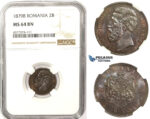 ZM356, Romania, Carol I, 2 Bani 1879-B, Bucharest, Ø19.5mm, NGC MS64BN