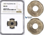 ZM430, Palestine, 5 Mils 1927, London, NGC MS65