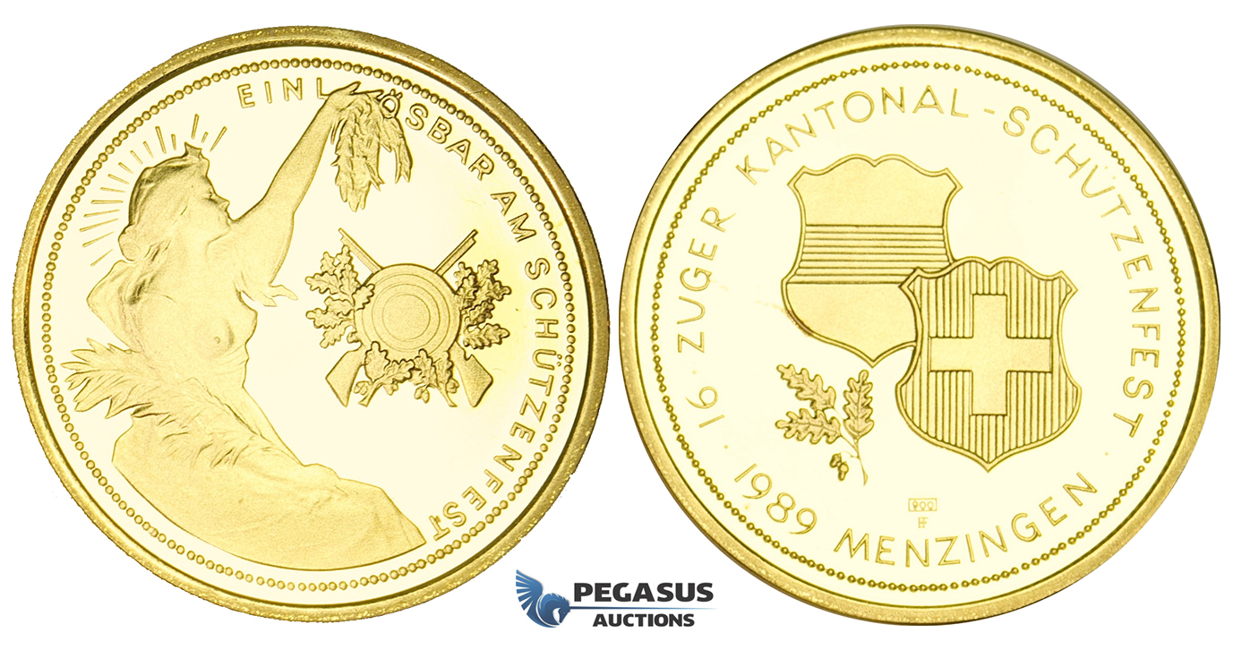 ZM457, Switzerland, Shooting 1000 Francs 1989, Le Locle, Gold (25.95g) Ch Proof
