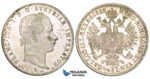 ZM551, Austria, Franz Joseph, 1/4 Gulden 1858-B, Kremnitz, Silver, Prooflike UNC