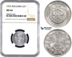 ZM562, Bulgaria, Boris III, 1 Lev 1923, NGC MS64