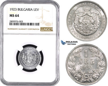 ZM562, Bulgaria, Boris III, 1 Lev 1923, NGC MS64