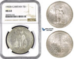 ZM584, Great Britain, Trade Dollar 1902-B, Bombay, Silver, NGC MS63