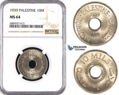 ZM600, Palestine, 10 Mils 1939, NGC MS64