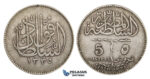 ZM678, Egypt, Fuad, 5 Piastres 1920-H, Heaton, Silver, VF
