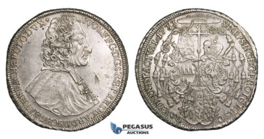 ZM715, Austria, Bohemia, Olmütz, Wolfgang v.-Schrattenbach, Taler 1733, Silver (28.60g) flaw in field, cleaned but lustrous AU