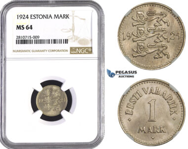 ZM807, Estonia, 1 Mark 1924, NGC MS64