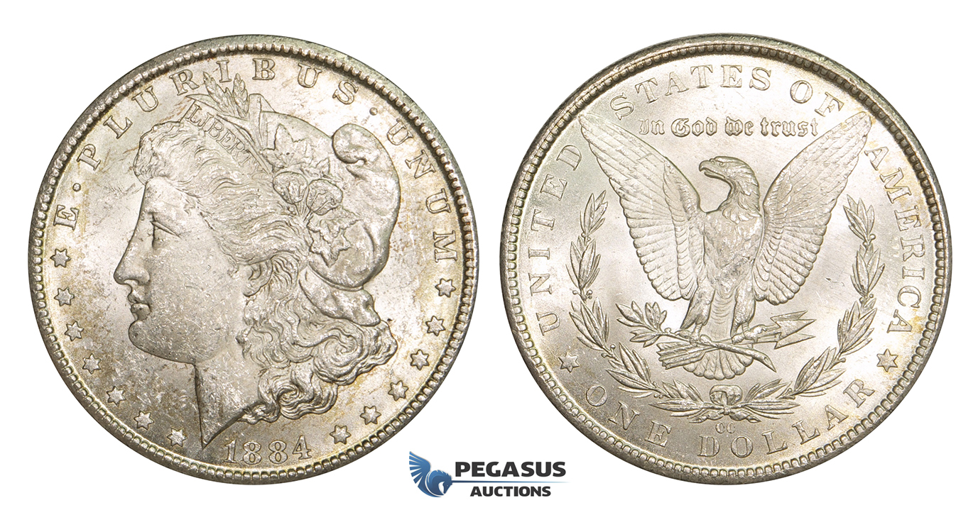 ZM918, United States, Morgan Dollar 1884-CC, Carson City, Silver, Lustrous Ch UNC