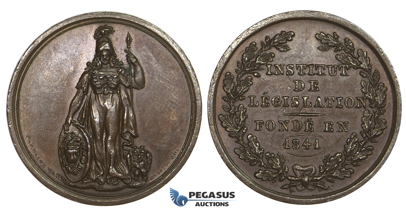 ZM960, France, Bronze Medal 1841 (Ø29.3mm, 12.7g) Legislation Institute, Minerva, Owl