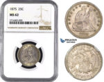 ZM995, United States, Seated Liberty Quarter (25C) 1875, Philadelphia, Silver, NGC MS62