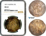AL632, Austria, Franz Joseph, 2 Florin 1873, Vienna Mint, Silver, NGC MS63