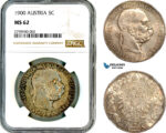 AL633, Austria, Franz Joseph, 5 Corona 1900, Vienna Mint, Silver, NGC MS62