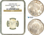 AL645, China, Kwangtung, 20 Cents Yr. 9 (1920) Silver, L&M-150, Y-423, NGC MS63