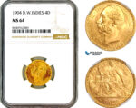 AL647, Danish West Indies, Christian IX, 4 Daler - 20 Francs 1904, Copenhagen Mint, Gold, NGC MS64