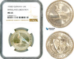 AL655, Germany, Weimar Republic, 3 Reichsmark 1930 D, Munich Mint, Silver, "Rhineland Liberation", NGC MS65