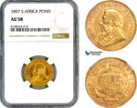 AL684, South Africa (ZAR), 1 Pond 1897, Pretoria Mint, Gold, NGC AU58