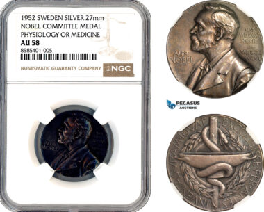 AL693, Sweden, Silver Medal 1952, Nobel Committee, Physiology, Medicine, NGC AU58