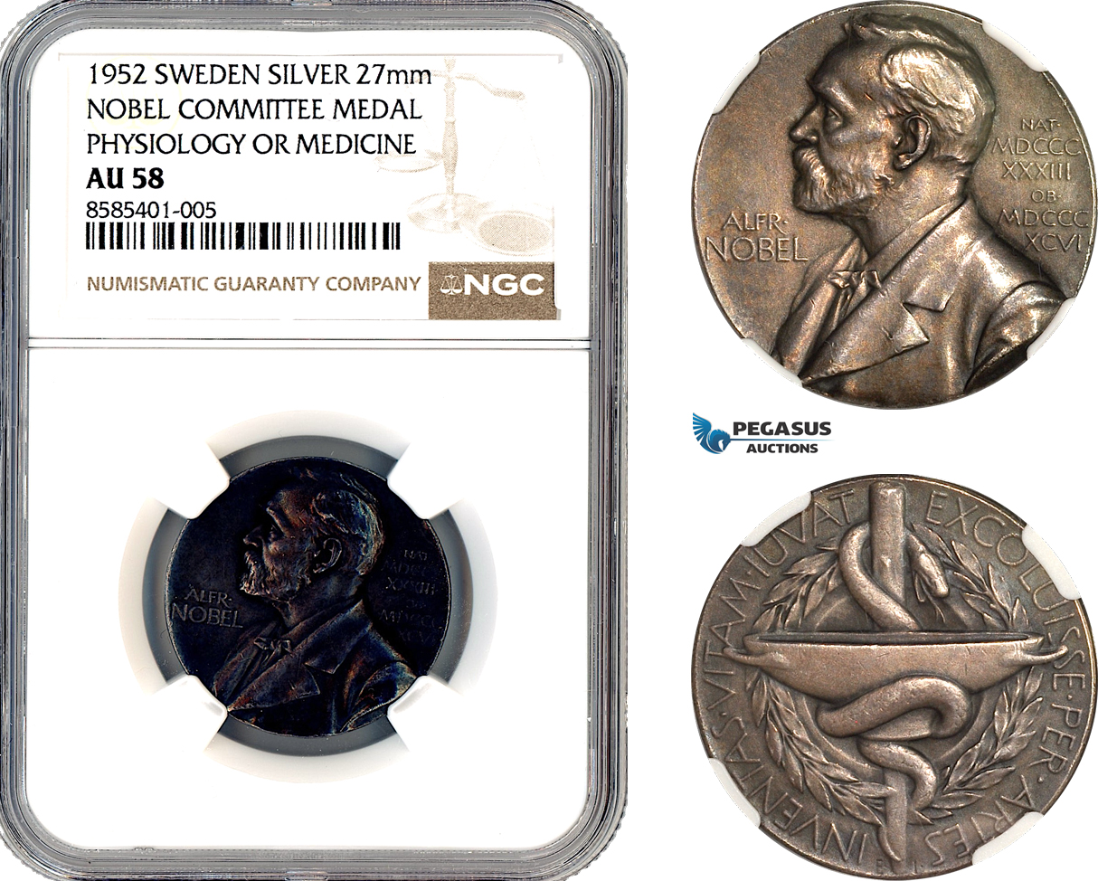 AL693, Sweden, Silver Medal 1952, Nobel Committee, Physiology, Medicine, NGC AU58