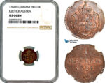 AL698, Austria, Joseph II, 1 Heller 1784 H, Gunzburg Mint, NGC MS64BN, Top Pop, Single finest graded!