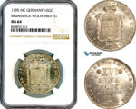 AL704, Germany, Brunswick-Wolfenbuttel, Karl II Wilhelm Ferdinand, 16 Groschen 1795 MC, Silver, NGC MS64, Top Pop, Single finest!