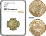 AL707, Germany, Speyer, Francis Christoph, 10 Kreuzer 1770, Silver, NGC MS63, Top Pop, Single finest!