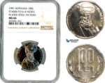 AL713, Romania, Pattern 100 Lei 1991, Bucharest Mint, Nickel Plated Steel, Stamb-P316-4, NGC MS66