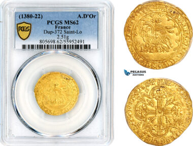 AL715, France, Charles VI, Agnel d'Or 1380-1422, Gold, Dup-372, PCGS MS62