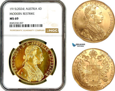 AL716, Austria, Franz Joseph, Restrike 4 Ducats 1915, Vienna Mint, Gold, NGC MS69