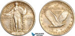 AL733, United States, Standing Liberty Quarter Dollar (25C) 1918 D, Denver Mint, Silver, Lightly cleaned, AU