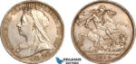 AL744, Great Britain, Victoria, Crown 1893, London Mint, Silver, Lightly cleaned, AU