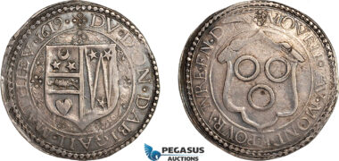 AL760, France, Chalone-sur-Saune, dame Abigail Mathieu, Medalic ½ Ecu (Taler) 1619, Silver (13.9g), Apparently only 4 struck, Lovely old cabinet toning! Exceedingly Rare!