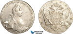 AL772, Russia, Catherine II, Rouble 1768 СПБ СА, St. Petersburg Mint, Silver (25.16g) Cleaned, XF-AU