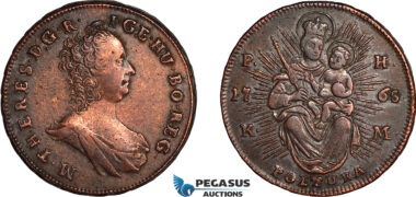 AL784, Hungary, Maria Theresia, 1 Poltura 1765 PH KM, Kremnitz Mint, Cleaned, XF