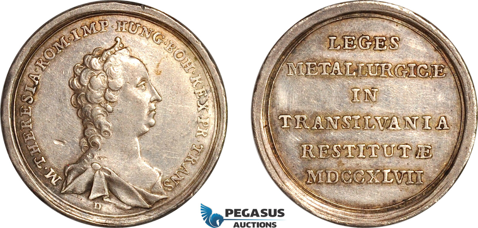 AL794, Transylvania, Maria Theresia, Silver Medal 1747 (6.60g) Improvement of the coinage system in Transylvania, XF-AU