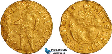 AL799, Transylvania (Siebenbürgen), Sigismund Bathory, Ducat 1591, Nagybanya (Baia Mare) Mint, Gold (3.50g) Edge bumps, XF