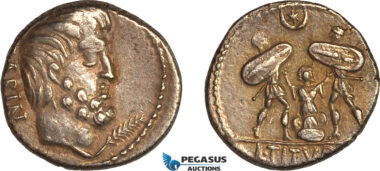 AL801, Roman Republic, Lucius Titurius Sabinus, AR Denarius (3.99g), 89 BC, Rome Mint, Silver, Crawford 344/2b, XF-AU