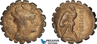 AL803, Roman Republic, C. Poblicius, AR Denarius Serratus (3.65g) 80 BC, Rome Mint, Crawford 380/1, XF