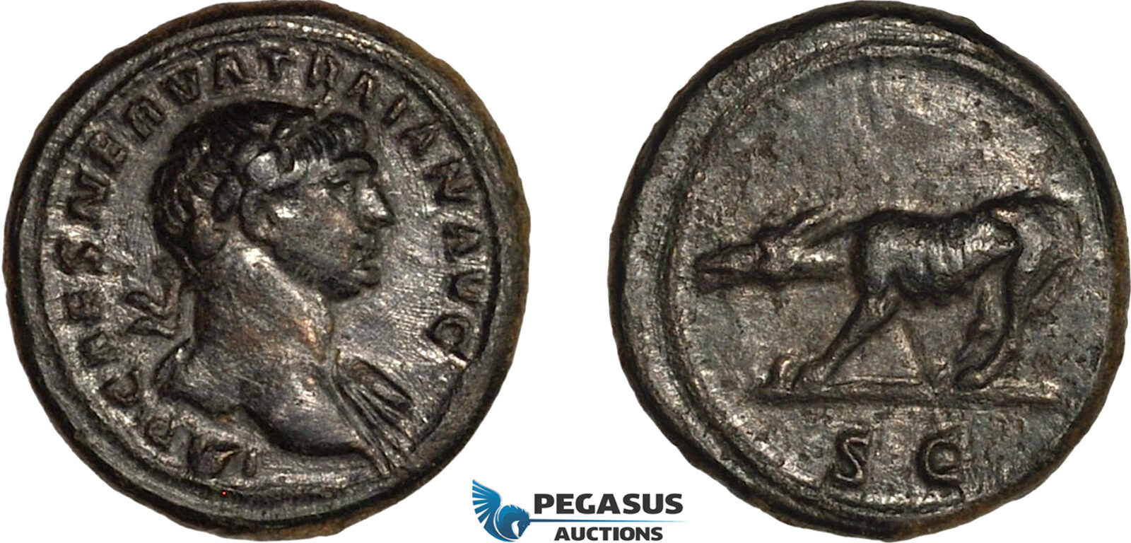 AL804, Roman Empire, Trajan, Æ Semis (3.22g) ca. 109 BC, Rome Mint, RIC 692, Smoothing, EF