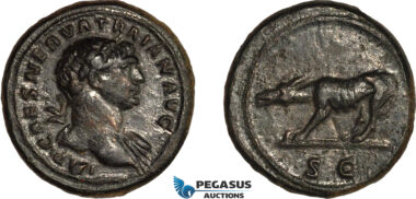 AL804, Roman Empire, Trajan, Æ Semis (3.22g) ca. 109 BC, Rome Mint, RIC 692, Smoothing, EF