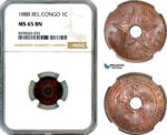 AL809, Belgian Congo, Leopold II, 1 Centime 1888, NGC MS65BN