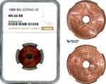 AL810, Belgian Congo, Leopold II, 2 Centimes 1888, NGC MS66RB, Top Pop!