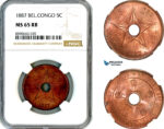 AL811, Belgian Congo, Leopold II, 5 Centimes 1887, NGC MS65RB
