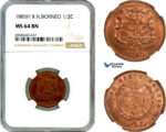 AL813, British North Borneo, 1/2 Cent 1885 H, Heaton MINT, NGC MS64BN