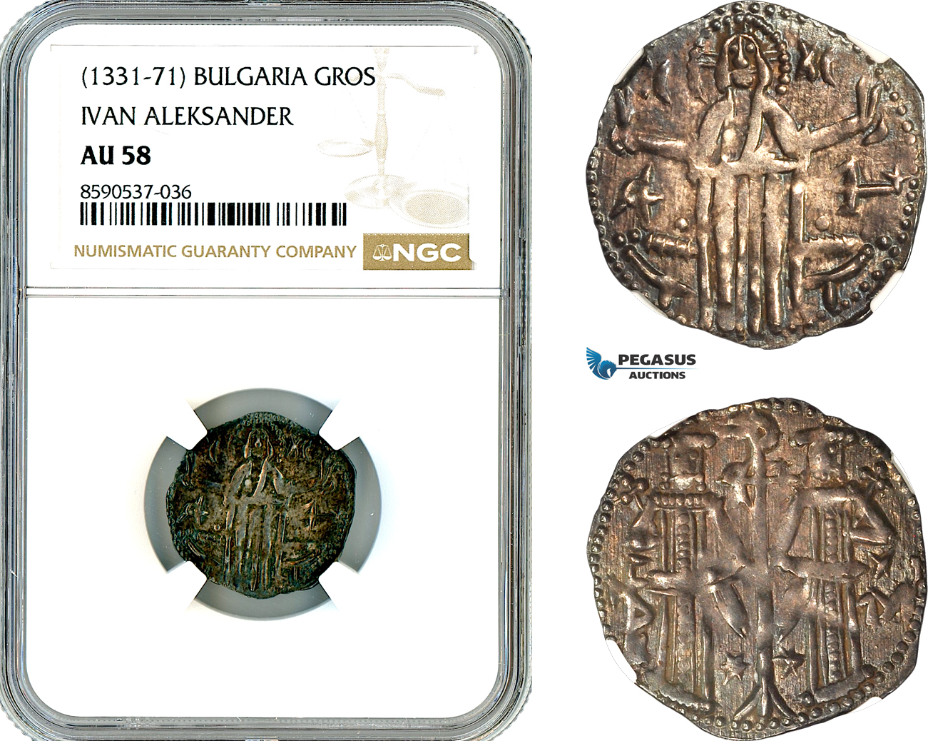 AL814, Bulgaria, Ivan Aleksander, Gros ND (1331-71) Silver, NGC AU58