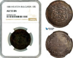 AL815, Bulgaria, Alexander I, 10 Stotinki 1881, Heaton Mint, NGC AU55BN