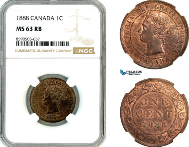 AL816, Canada, Victoria, 1 Cent 1888, London Mint, NGC MS63RB