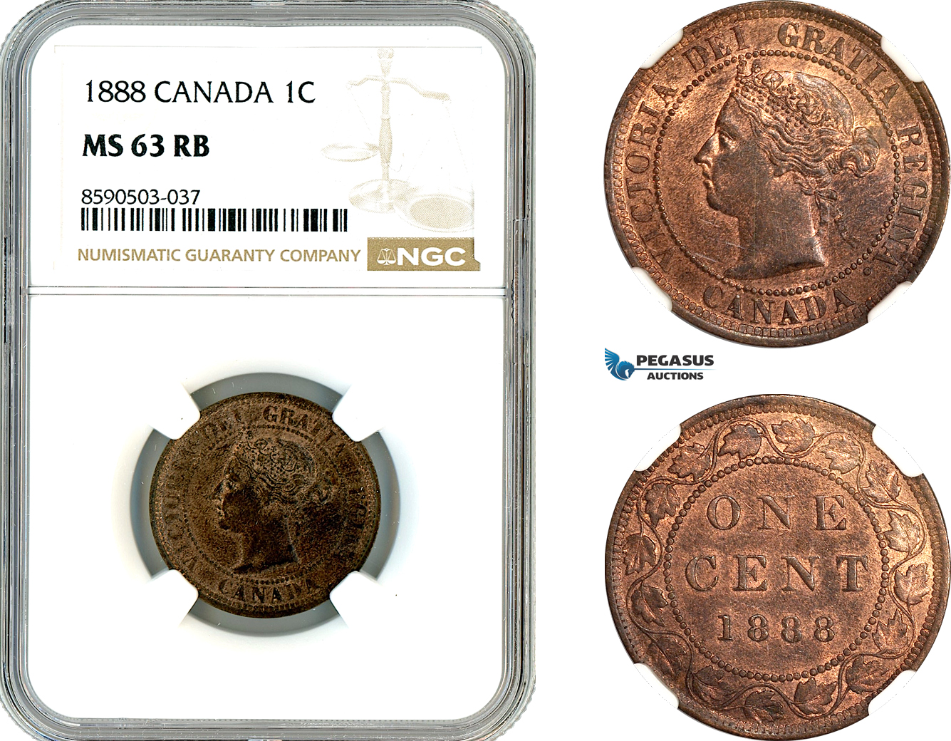 AL816, Canada, Victoria, 1 Cent 1888, London Mint, NGC MS63RB